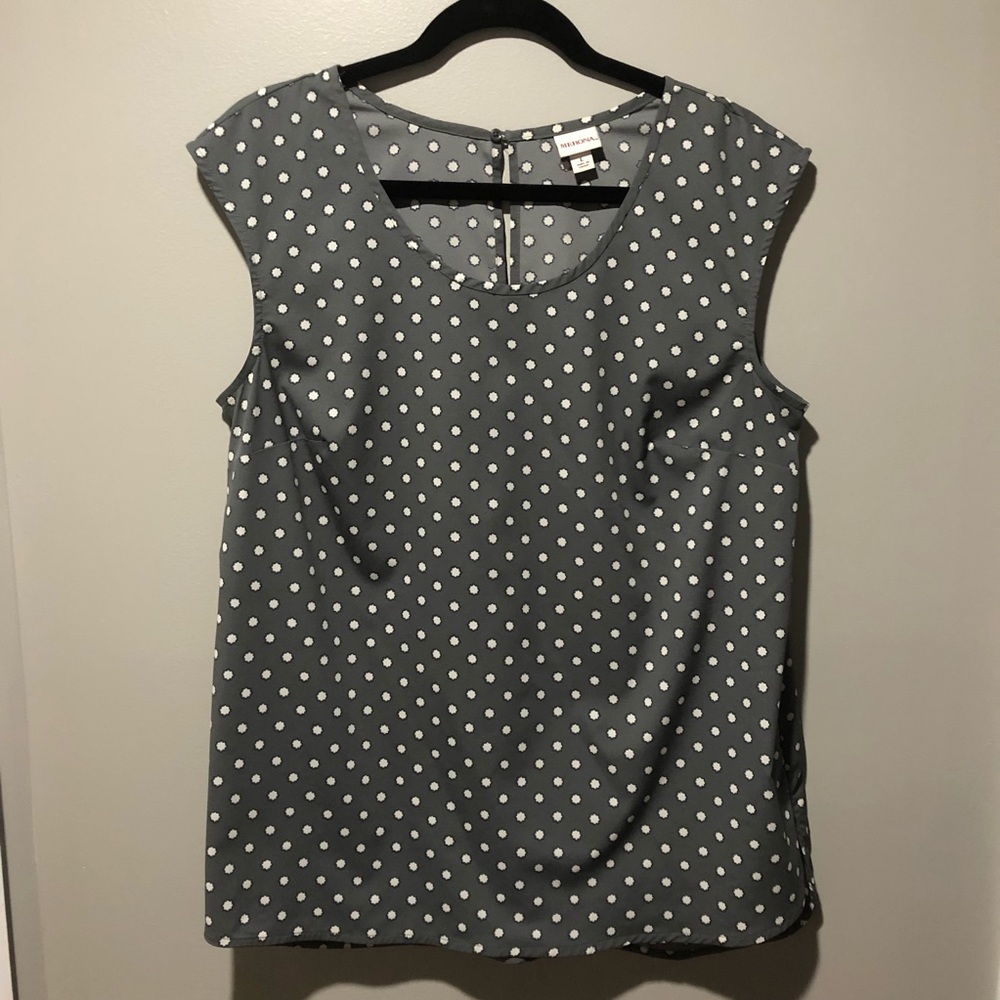 Merona | Gray polka dot blouse L